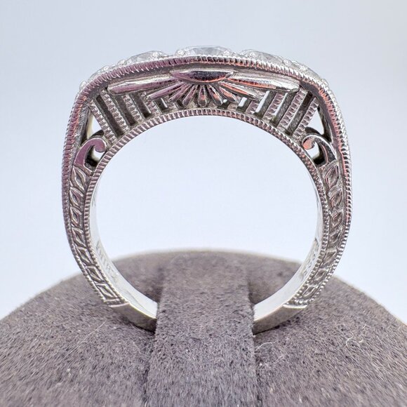 VTG Sterling Silver 925 Cubic Zirconia Prong Set Statement Ring Size 9 - Picture 5 of 11